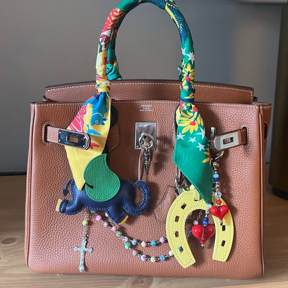 Wirkin Designer Inspired Gold Togo Leather 30 CM Bag